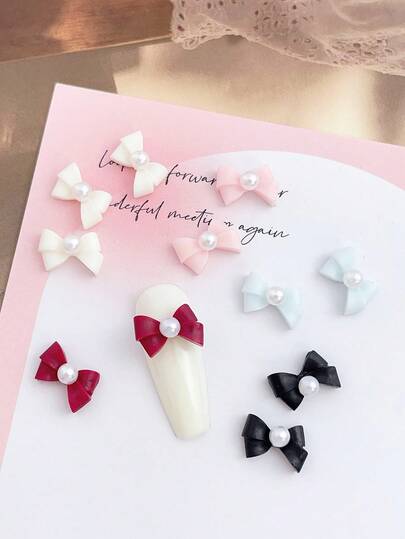 30pcs Nail Charms Nails Nail Supplies Resin Bowknot White, Pink, Red, Black, Blue Nail Charms, Light Luxury And Minimalist Metal Nail Supplies, Nail Gems, Suitable For Multi-Functional DIY Accessories Nail Decoratio
