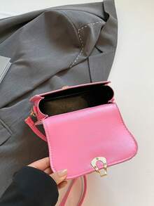 Minimalist Floral Embroidery Mini Crossbody Bag (Pattern Random) - Hot Pink - View 6