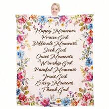 1pc Christian Bible Verse Blanket - Soft Pink Flannel Prayer & Scripture Bedspread With Psalms, John 3:16 - All-Season Spiritual Gift For Women & Men, Baptism, Weddings, Church Events - Machine Washable Religious Bedding, Cozy Flannel Blanket - Multiple Sizes Available, Ultra Soft For Sofa/Bed, Winter Necessity - 如圖所示 - 查看 10