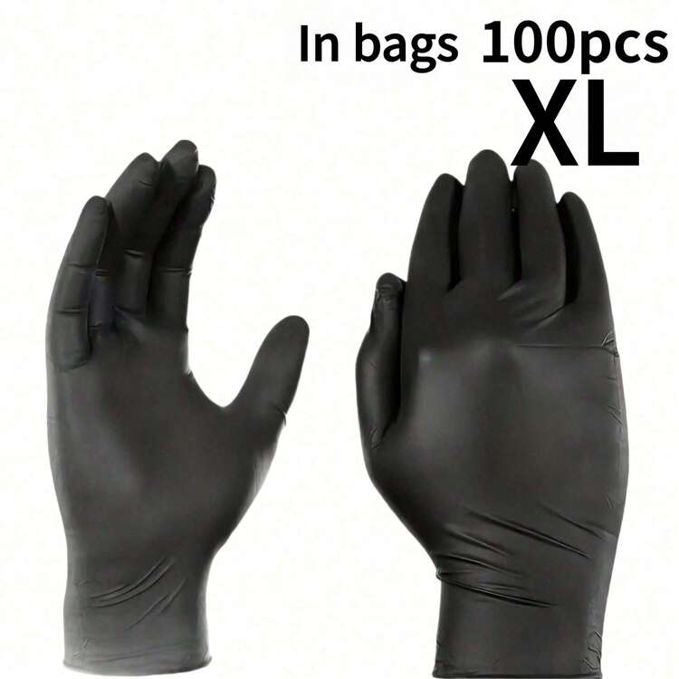20/100pcs Pink Nitrile Disposable Gloves - Thicker, Durable, Comfortable Fit, Suitable For Kitchen Cleaning, Dishwashing, Beauty Care, Pet Bathing, Etc. - Waterproof - 黑色 - 查看 17