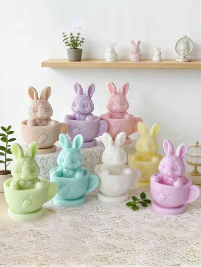 1支兔子造型香薰蜡烛，兔子动物造型，无烟无味，香味持久，适合家居装饰、卧室、DIY礼物、壁炉、客厅、中央装饰、办公室、情人节礼物、蜡烛套装、香薰蜡烛、朋友礼物、女士礼物