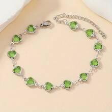 1条时尚心形不锈钢情侣手链，男女皆宜 - 多色 - 查看 4