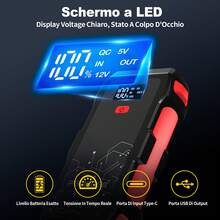 PGNOOGE 5000A Arrancador De Coche, Booster De Batería 22800mAh (Para Motores De Gasolina Hasta 8.5L), Arrancador De Emergencia Auto 12V With Linterna, Pantalla LED, Carga Rápida USB - 5000A-m10A - View 7