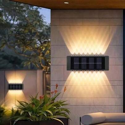 1/2pcs Solar Powered 16 LED Outdoor Wall Light With Motion Sensor, White/Warm Light Outdoor Garden Wall Decor Lamp, Easy Installation For Garden, Driveway, Garage, Suitable For Holidays, Festivals, Gifts