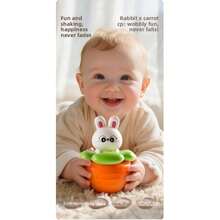 1pc Cute Rabbit & Carrot Rattle Toy - 360° Swinging Fun, Suitable For Babies 0+ Months | Promotes Hearing, Vision And Brain Development | No Sharp Edges, Easy-Grip Baby Rattle - Multicolor - View 8