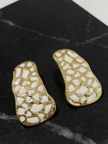 SP镜面耳环，重工复古轻奢高档油彩豹纹斑点耳环，简约轻奢气质耳环，女士独特艺术耳环 - 彩色 - 查看 3