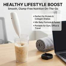 AOYI 电动奶泡器搅拌器，厨房手持搅拌器，咖啡搅拌棒，打蛋器，250mAh可充电电池，手持式搅拌器，适用于拿铁、卡布奇诺、热巧克力、果汁、汤、冰沙、果泥、婴儿辅食、奶昔、家庭烘焙、烹饪 - 彩色 - 查看 10