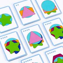 新款几何形状认知堆叠玩具，益智拼图棋盘游戏，适合男孩女孩，创意桌面学习玩具 - 彩色 - 查看 5