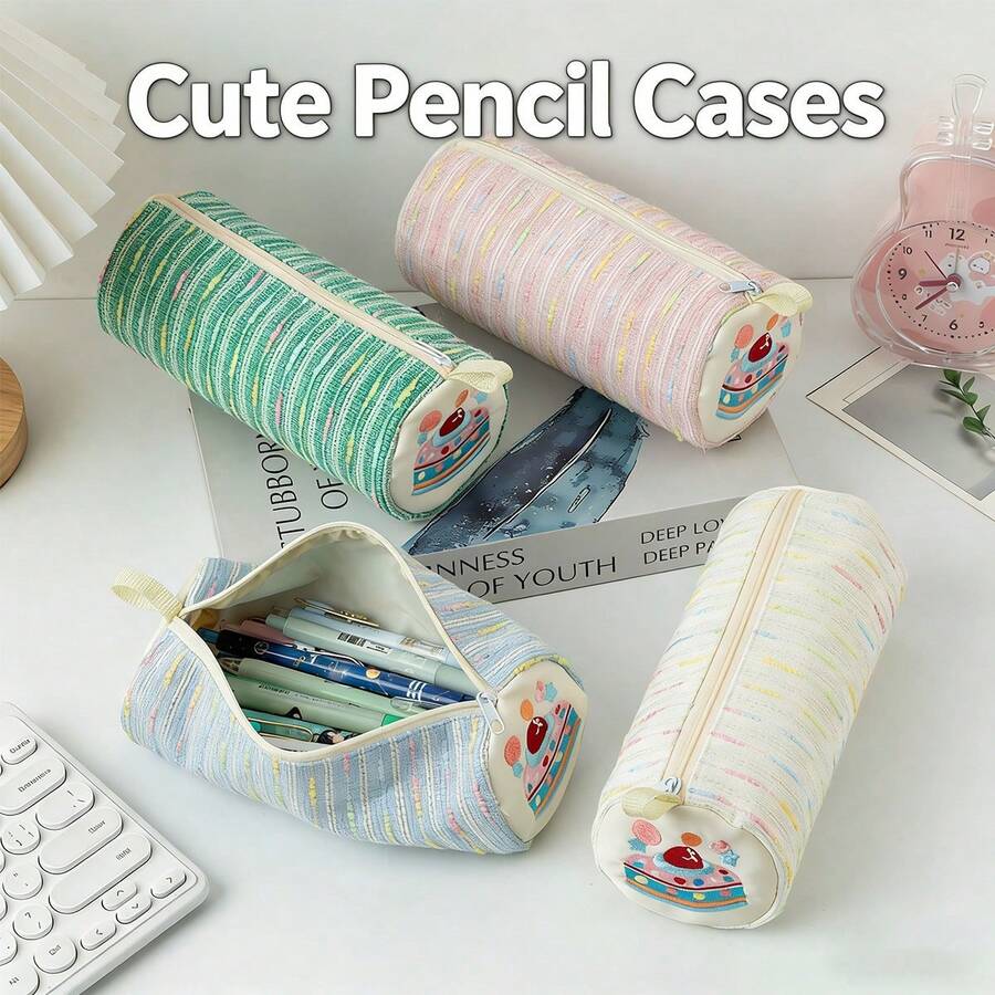 1pc Cartoon Strawberry Cake Pencil Case, Versatile Girly Stationery Storage Bag, Large Capacity Pen And Ruler Pen Box - Cartoon Strawberry Cake - View 1