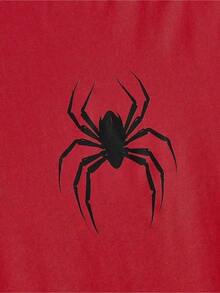 Men's Spider Chest T-Shirt Basic Casual Round Neck Cotton Short Sleeve Summer Spider - Red - View 4