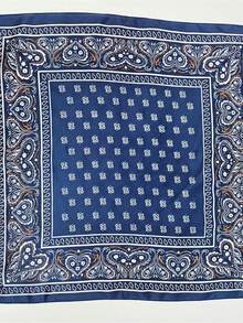 1 chiếc khăn choàng nữ phong cách Bohemian thanh lịch in họa tiết Paisley, khăn bandana bằng satin 70*70cm, thích hợp cho trang phục hàng ngày, đi biển, nghỉ lễ, du lịch. Vật dụng cần thiết khi đi du lịch. - Màu xanh đậm - Xem 6