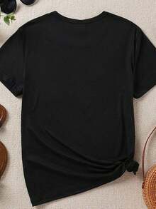 Disney 1pc Men's Mickey Mouse Cartoon Graphic Print Short Sleeve T-Shirt, Round Neck, Stretchy, Suitable For Everyday Wear, Easy Care, Fashionable Casual Men's T-Shirt - 黑色 - 查看 2
