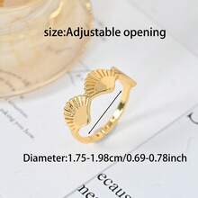 1pc Elegant And Cute Shell Wave Design Copper Gold-Plated Women's Ring, Suitable For Wearing On Beach Vacations, Dates, Parties, Gatherings, And Other Occasions. - Shell - View 3