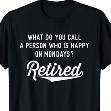 1pc 220g Pure Cotton Printed Round Neck Short-sleeved T-shirt, "Retired People Are Happy on Monday" Fashion Printed Men'S T-shirt, Super Soft, Refreshing, Moisture Wicking, Casual Summer T-shirt, Very Suitable for Daily, Fitness, Sports Wear - Negro - Ver 8