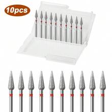 10pcs Cuticle Drill Bit,Nail Drill Bits Flame Cuticle Clean Drill Bit For 3/32''Electric Nail File Machine Cuticle Bit Nail Prep Tool - Silver - View 4