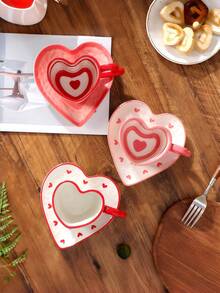 Handmade 3D Heart-Shaped Cup & Saucer Set, Creative High-Quality Couple's Afternoon Tea, Unique Painted Coffee/Tea Cup - Multicolor - View 2