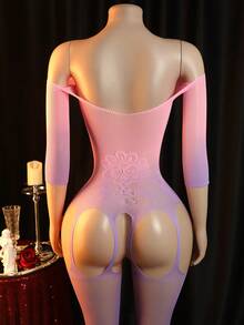 1 bộ đồ lót gợi cảm, áo liền thân dệt kim dày có xẻ tà, áo bodysuit gợi cảm, đồ lót lưới. - Màu tím - Xem 11