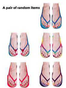 1/8/10双装3D人字拖袜，趣味新奇男女通用短袜，女士长筒袜 - 彩色 - 查看 11