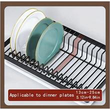 Estante de dos niveles con bandeja de goteo, estante de platos multifuncional con tabla de cortar para encimeras de cocina. - Gris - Ver 6