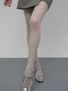 1pair Women's Charming Cross Design Sheer Silk Stockings, Summer Thin Smooth Silky Stockings For Daily & Business Wear - Multicolor - View 12