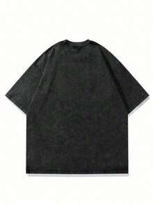 1 PcsMen's Casual Round Neck Summer T-Shirt With Ghostly Star Silhouette And Face Print210g 100% Cotton,The Patterns Are All Printed. Unisex. - 黑色 - 查看 3