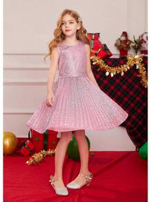 Girls Sequin Dress Sleeveless Prom Party Formal Graduations Fancy Tween Girls Dresses Size 5-12 - Đen-xanh - Xem 10