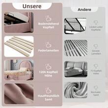 Upholstered Children's Bed, Single Bed 90 X 200 Cm, Pink, Velvet For Boys And Girls (Mattress Not Included) - Coral Pink - View 5