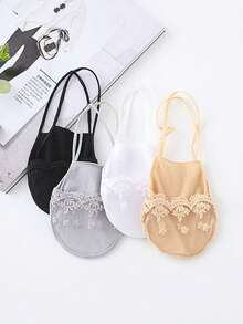 女士透明蕾丝袜夏季镂空柔软隐形休闲船袜 - 彩色 - 查看 5