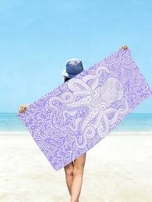 1 chiếc khăn tắm biển bằng sợi microfiber mềm mại, thấm hút tốt, in hình Mandala và bạch tuộc màu tím, thích hợp cho du lịch, kỳ nghỉ, thể thao ngoài trời, bơi lội và cắm trại, phụ kiện bãi biển mùa hè thiết yếu. - Mô hình D - Xem 4