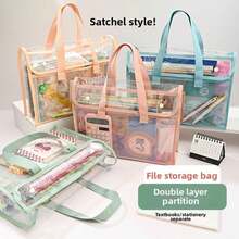 Portable PVC Folder, Large Capacity Expandable File Organizer With Self-Adhesive Document Pockets, Lightweight & Durable For Office School Travel, Pink & Blue, File Organizer For Desk Back To School,Back To School Supplies,School Tops,Home And Living New In,Gifts,Household Items,Bathroom Accessories,School Supplies,Back To School,Office Supplies,Outdoor Supplies,Organization And Storage,Storage Supplies,Summer Outfits,Valentine'S Day,Valentines. - Hồng - Xem 4