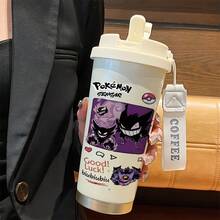 pokemon 这款宝可梦旅行杯以乳白色为底，杯身上印有标志性的宝可梦图案，它吐着舌头，一副调皮捣蛋的表情。杯身上还印有文字和精灵球图案，整体造型酷炫十足。此外，杯子上还印有“祝你好运！”和“哔哔哔！”等俏皮的短语。 - 白色 - 查看 4
