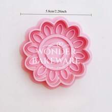 经典复古图案饼干模具蕾丝心形圆形长方形黄油饼干切割器自制3D浮雕压模烘焙工具 - 粉色 - 查看 8