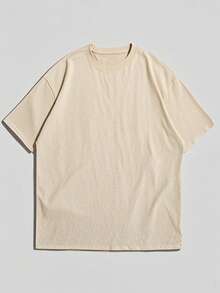 Krometka Men's Casual Versatile Minimalist Personalized Wine Glass English Slogan Print Short Sleeve T-Shirt - Apricot - View 4