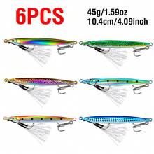 6Pcs Casting Lure Laser Metal Jig Printed Fast Sinking Jigging 14G-45G Artificial Bait Hard Bait With Sharp Hooks For Boat Fishing - Multicolor - View 17