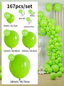 84/126/167/230/314pcs Mint Green Balloons - 18"/12"/10"/5" Mint Green Latex Balloon Arch/Garland Set, Suitable For Wedding, Birthday Party, Baby Shower, Gender Reveal, Graduation, Halloween, Dinosaur, Jungle, Golf, Soccer Themed Decoration - View 15