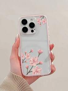 Flower Romantic Sakura Transparent Case, Lightweight Skin-Friendly Shockproof Wear-Resistant TPU Sakura Phone Case Compatible With IPhone11/12/13/14/15/16/16ProMax/12Pro/13Pro/14Pro/15Pro/16Pro/14Plus/15Plus - Pink - View 5