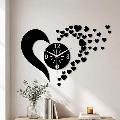 1 chiếc đồng hồ treo tường hình trái tim tự làm sáng tạo, đồng hồ trang trí nhà cửa hiện đại, đồng hồ treo tường hình trái tim, đồng hồ im lặng. Rất phù hợp để trang trí phòng khách, phòng ngủ, nhà hàng và cửa hàng. Quà tặng năm mới và ngày Valentine.