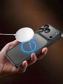 1 pezzo Custodia protettiva per fotocamera minimalista con effetto ghiaccio, trasparente e satinata, con rivestimento elettroplaccato, compatibile con iPhone 17 Pro Max/17/17Pro/16/16Pro/16promax/15/15Pro/15Promax/14/13/12/11, trasparente con pellicola per obiettivo, cover protettiva per telefono - Oro del deserto - Visualizzare 6