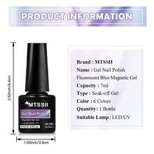 Mtssii 1 lọ 7ml Sơn móng tay gel mắt mèo màu xanh huỳnh quang, hiệu ứng hạt thủy tinh lấp lánh gradient, sơn gel từ tính hình mèo, sơn gel UV LED bán vĩnh cửu, dễ tẩy rửa, thích hợp cho móng tay mùa hè, dụng cụ làm móng DIY cho salon và gia đình. - Nhiều màu - Xem 8