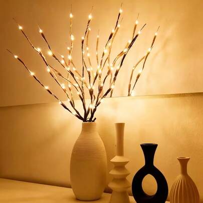 1pc/3pcs LED Tree Simulation Tree Lamp Branch Light, Room-Warming Glow Tree Vase Decor Light, Battery-Powered (Battery Not Included), Decorative Lamp For Weddings, Proposal Scenes, Living Rooms, And Dining Table Decorations