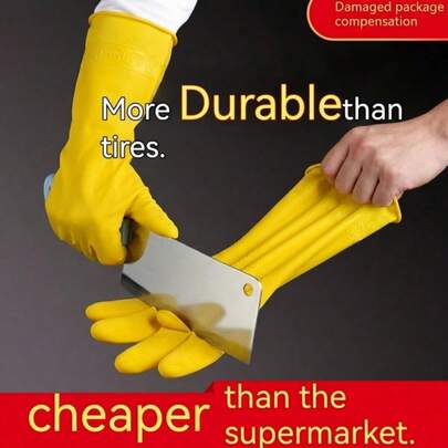 Guantes de látex de alta calidad, adecuados para la limpieza del hogar - talla grande gruesos, duraderos, impermeables, se pueden usar para la cocina, lavar los platos, la ropa y lavar el coche - material de PVC sin polvo