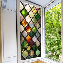 1/2 piezas Película estática esmerilada para ventanas, calcomanía de vidrio manchado con onda de diamante de colores retro, material de PVC removible y resistente al agua, adecuado para baños, cocinas, puertas de vidrio de salas de estar, protección de privacidad - Multicolor - Ver 10