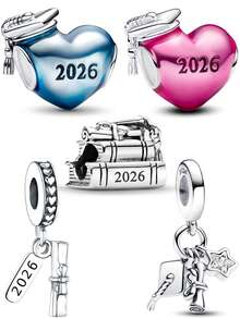 Delicate Romantic Graduation Series Charm Bracelet/Necklace With Heart, Graduation Cap, Scroll Bead Pendants, Full Of Ceremonial Meaning, Creative Versatile DIY Graduation Gift - Multicolor - View 1