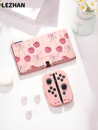 1pc Cute Bow & Cherry Pattern Switch Protective Case, Compatible With Switch 2 (2025), Suitable For Switch OLED/Switch NS, Storage Bag, Battery Version Game Console Accessories Protective Cover, Best Gift For SWITCH Players