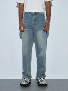 Modcrash 男士休闲牛仔裤，蓝色，时尚日常穿着，适合春夏穿着 - 中等水洗藍 - 查看 4