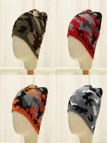 1pc Men's Classic Casual Knitted Elastic Camouflage Series Outdoor Cycling Sun Protection Windproof Knit Hat - Camouflage Knitted Hat - View 7