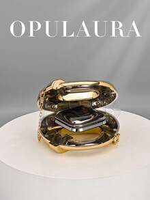 OpulAura 新款亚克力迷你手提包，时尚手拿包，新月形独特晚宴包，肩带斜挎包 - 金色 - 查看 7