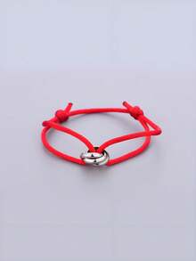1pc Handmade Adjustable Stainless Steel Triple Circle Hollow Thin Bracelet, Unisex Couple Gift (Slight Color Difference May Exist Between Actual Product And Image Due To Lighting And Angle During Photography) - Silver - View 30