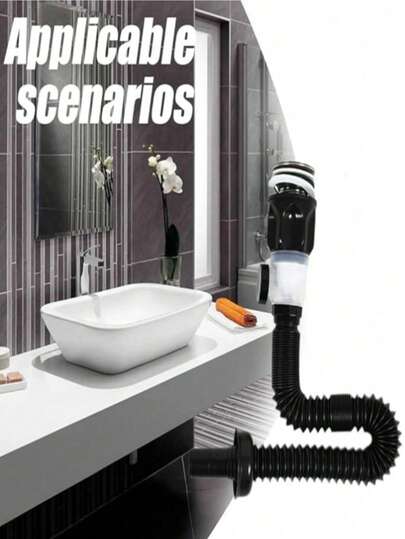 1 pieza Tubería de drenaje del lavabo del baño fácil de instalar y ahorra espacio, manguera de drenaje expandible a prueba de fugas y olores para renovación del baño del hogar