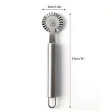 1个不锈钢波浪形煎饼模具，不锈钢披萨刀，圆柄波浪边轮，多功能烘焙披萨面团工具，厨房烘焙工具 - 查看 3